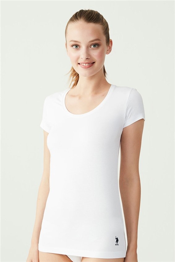 U.S. Polo Assn. Kadın Derin Yuvarlak Yaka T-Shirt