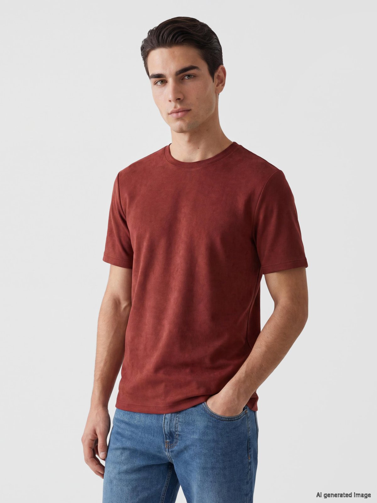 LC Waikiki Men's Short-Sleeve Plain T-Shirt, Brick Red