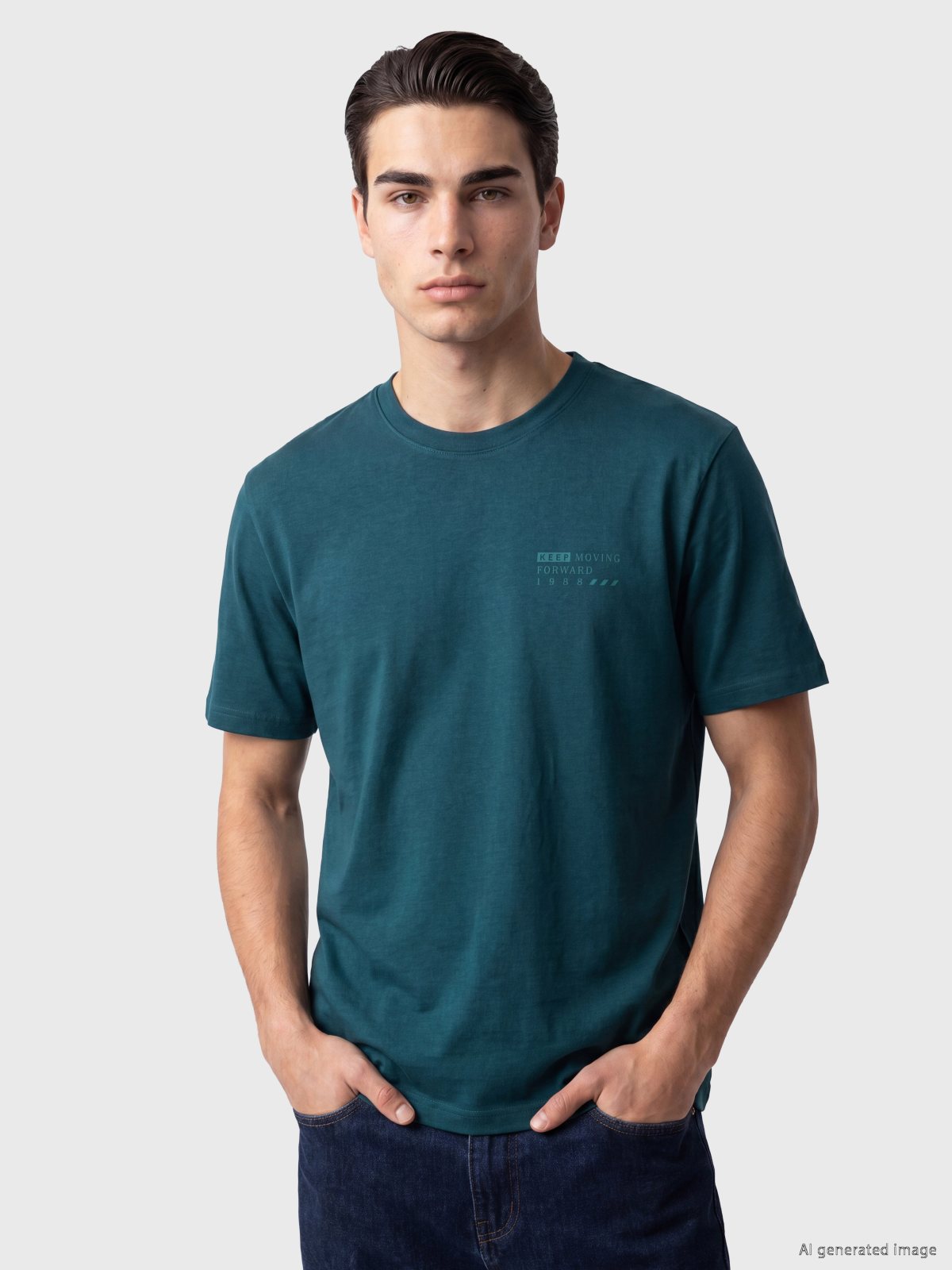LC Waikiki Men's Short-Sleeve Petrol T-Shirt 7320841