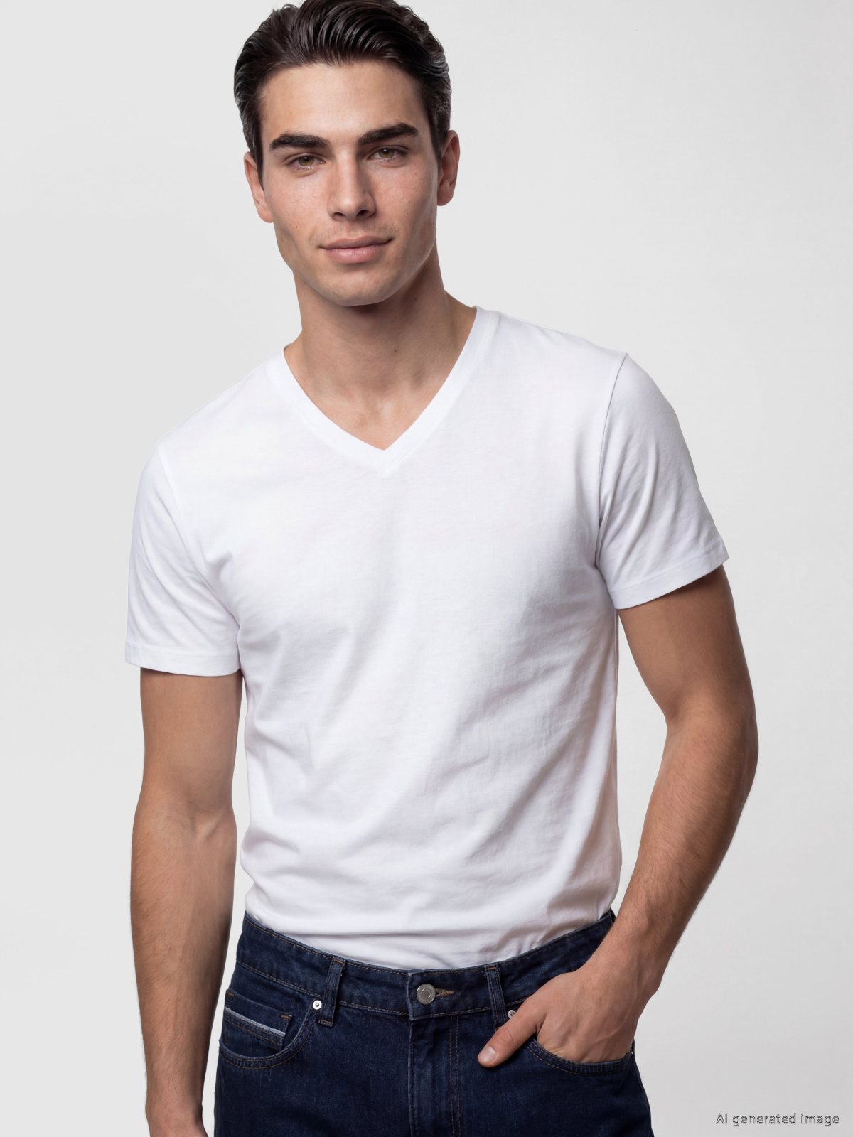 LC Waikiki 7319815 Men's Optical White V-Neck T-Shirt