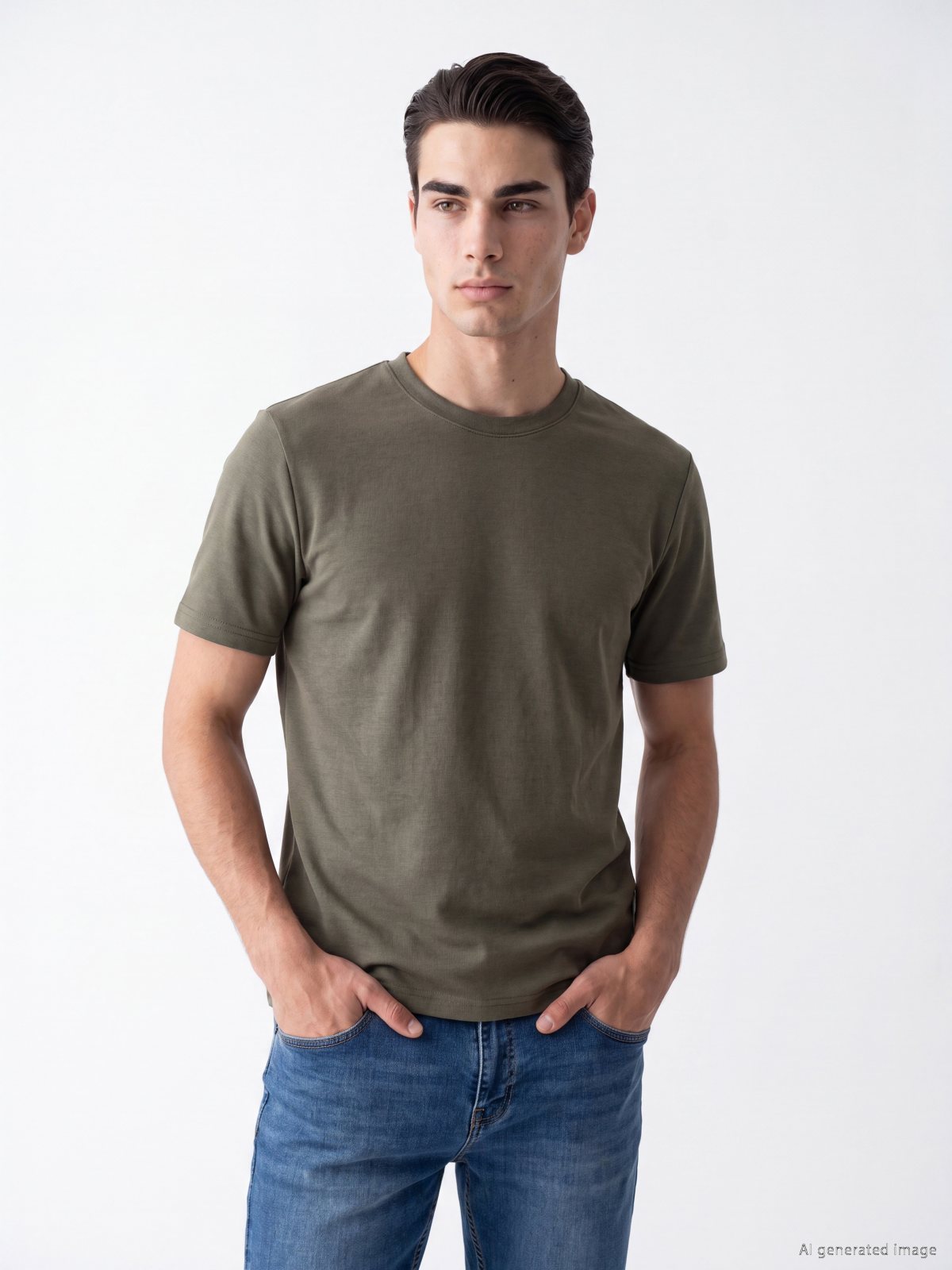 LC Waikiki Men’s Short-Sleeved Khaki Crew-Neck T-Shirt