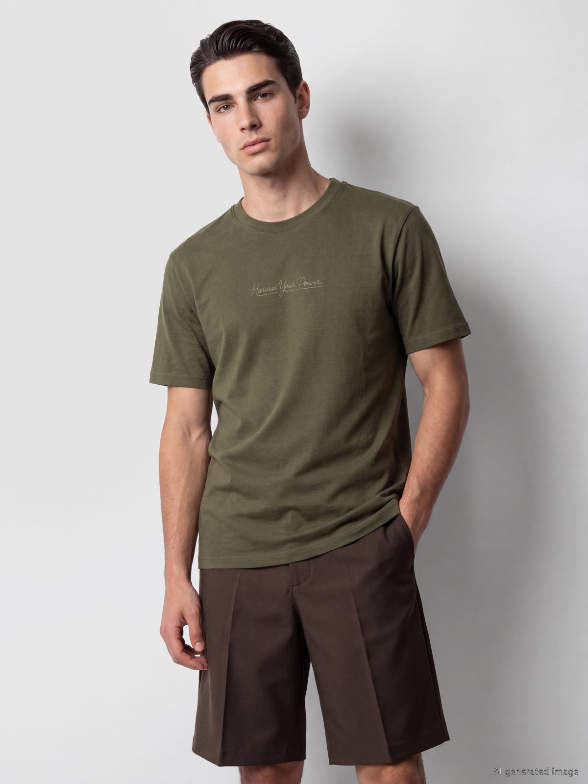 LC Waikiki Men’s Khaki Short-Sleeved T-Shirt