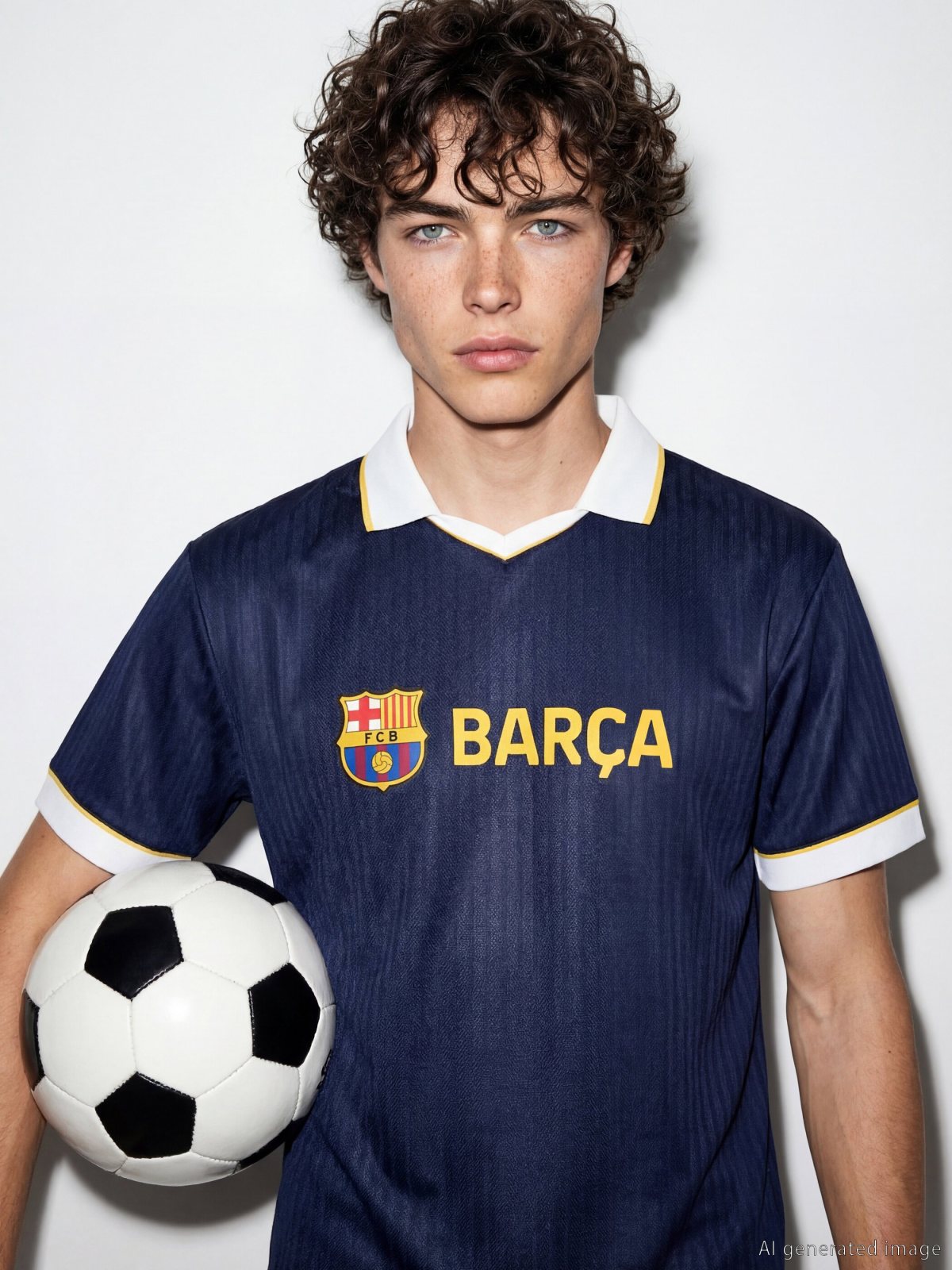 LC Waikiki S6K198Z8 Men’s Barcelona Football Jersey, Dark Navy