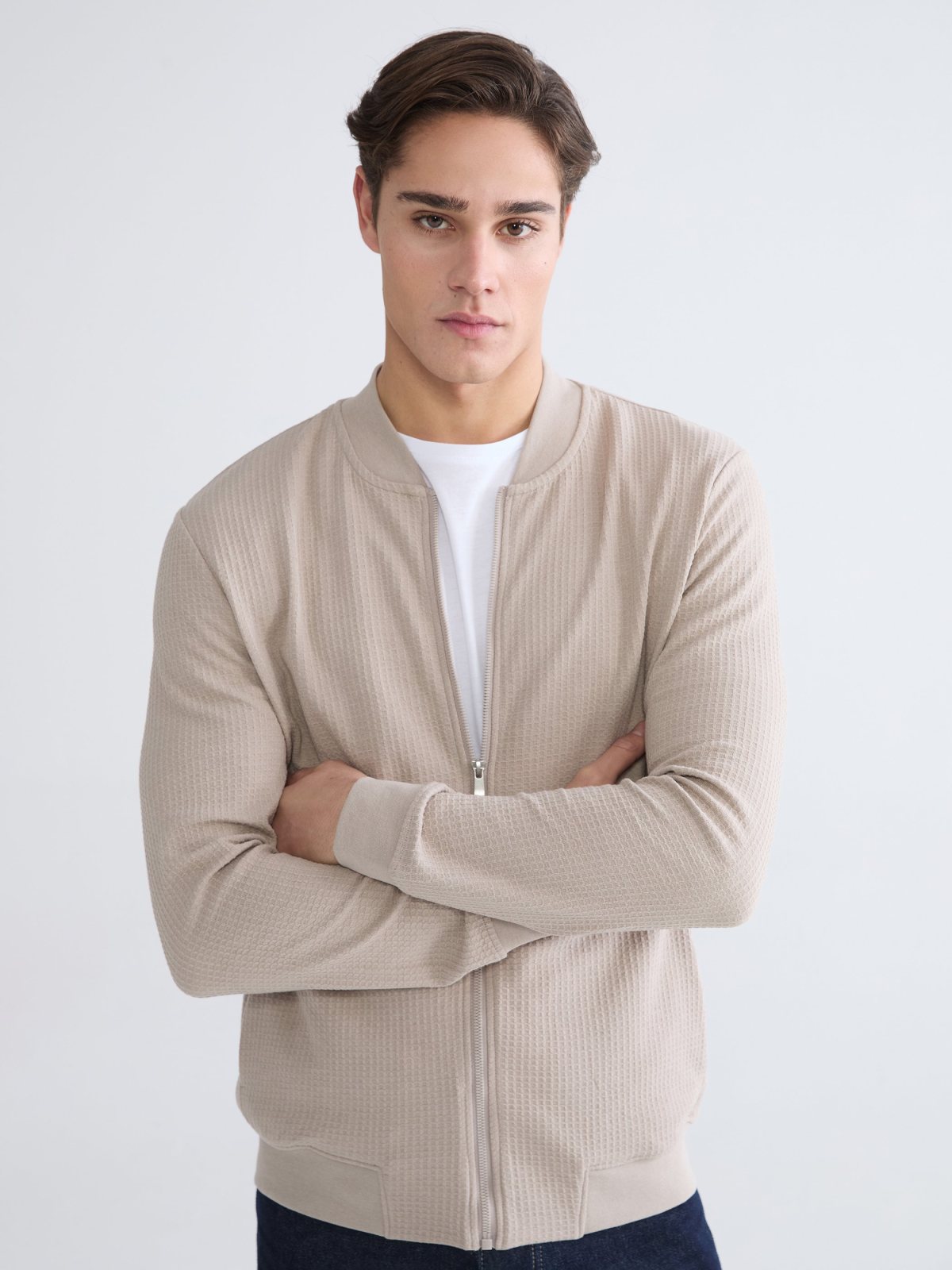 LC Waikiki 6327283 Zip-Up Sweatshirt, Beige Melange