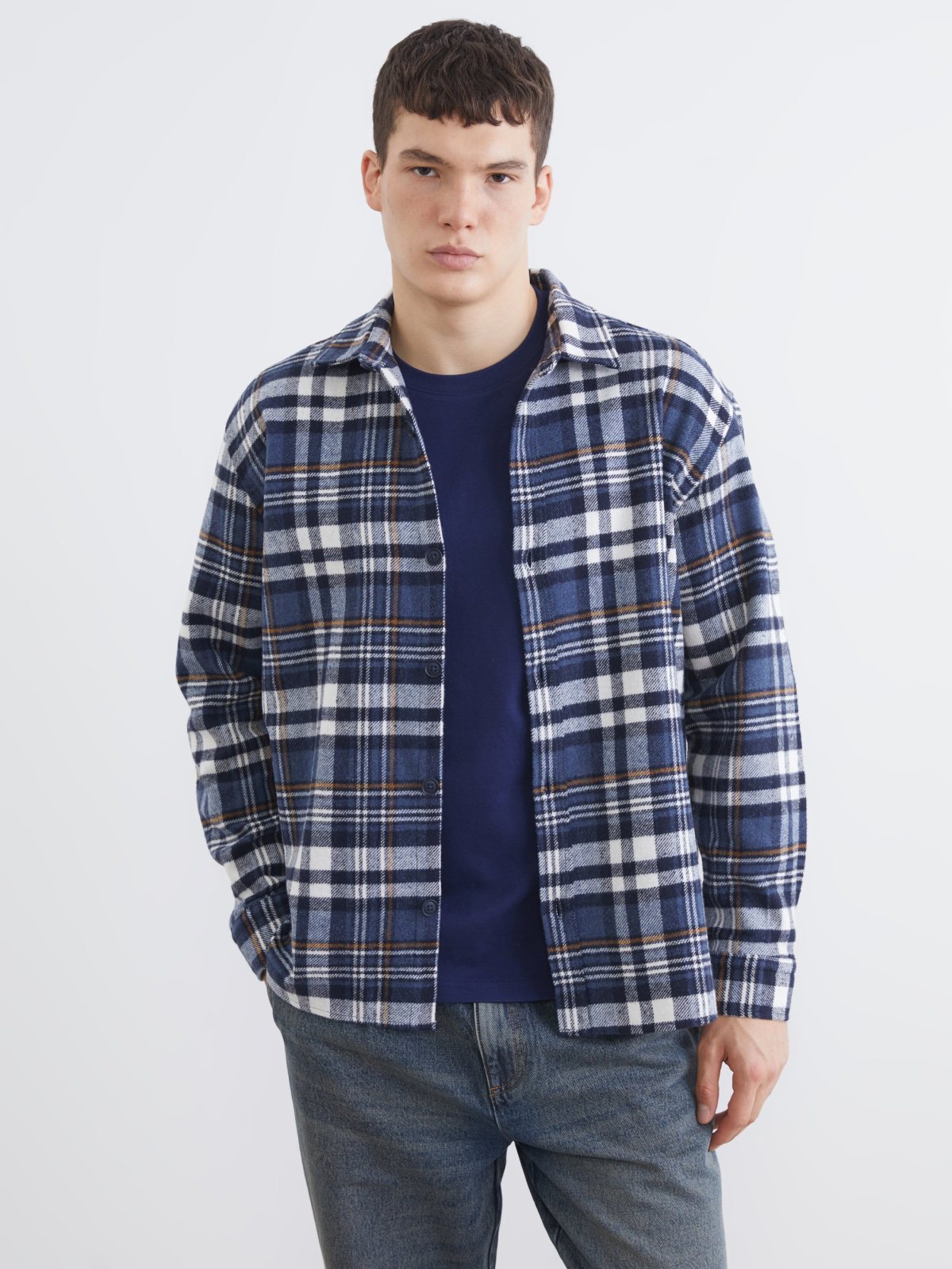 LCW CLASSIC Regular Fit Uzun Kollu Ekose Erkek Oduncu Gömlek LACİVERT EKOSELİ