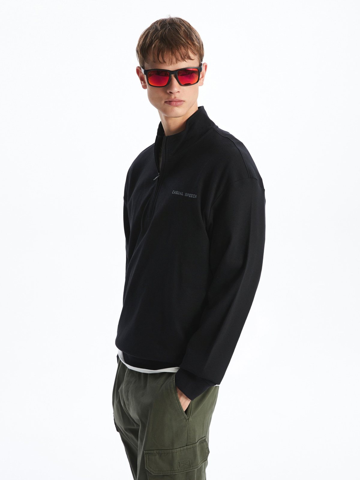 Fermuarlı Sweatshirt YENİ SİYAH