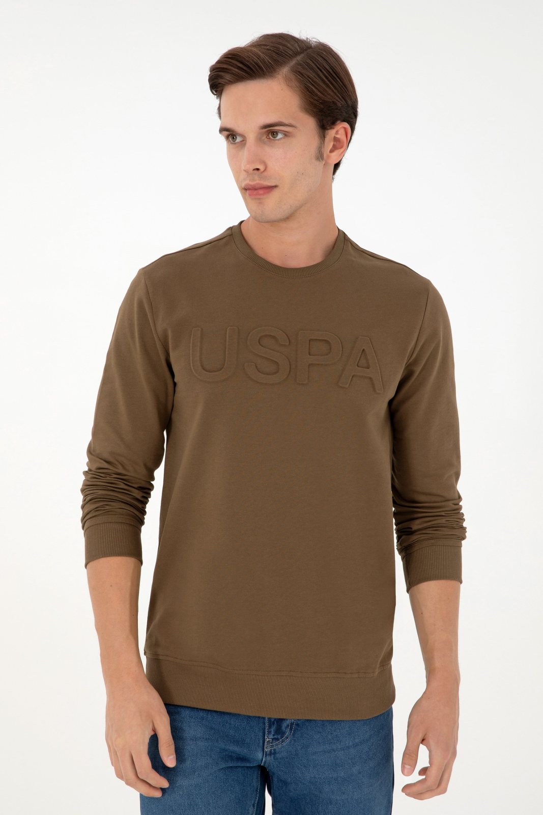 U.S. Polo Assn. Men's Long-Sleeve Brown Sweatshirt 4284264
