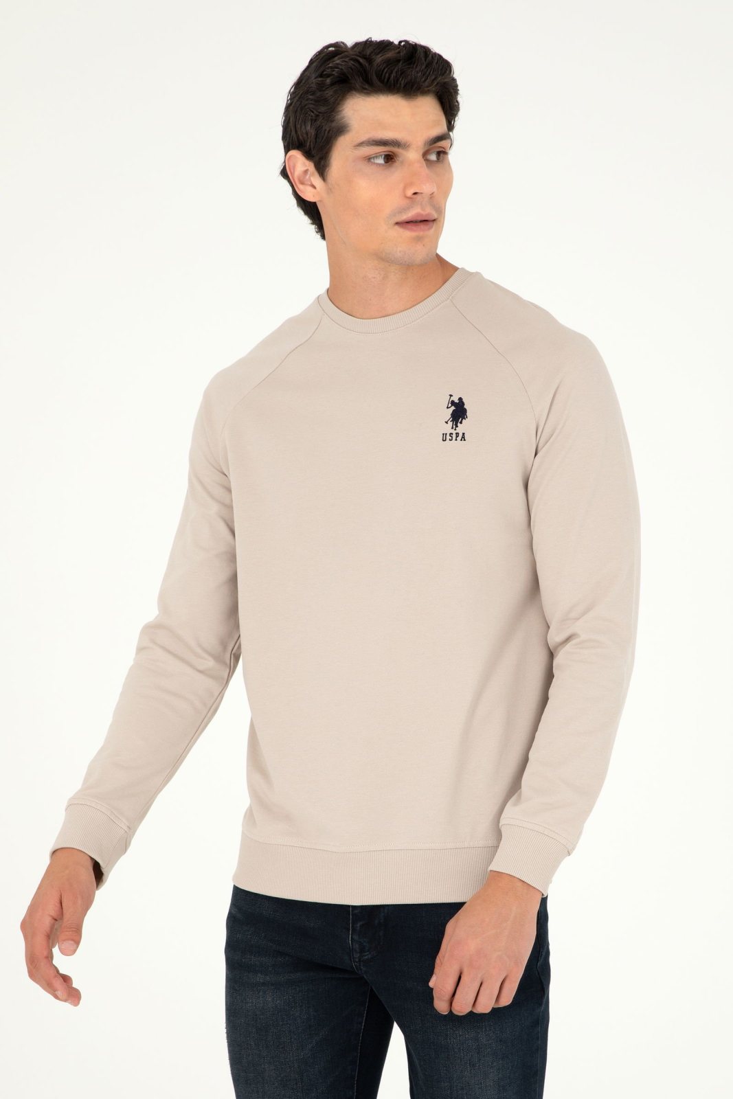 U.S. Polo Assn. 4176539 Men's Beige Long-Sleeve Sweatshirt