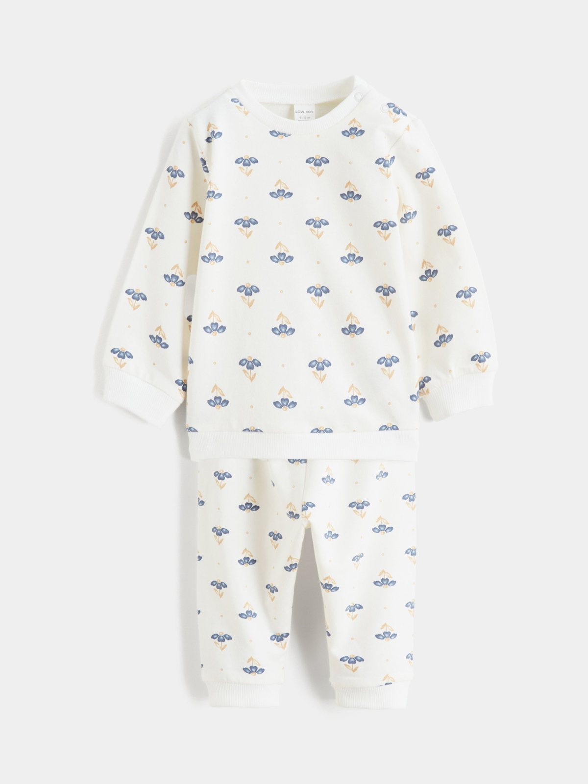LC Waikiki 5956933 Cream Printed Girls' Outfit Set