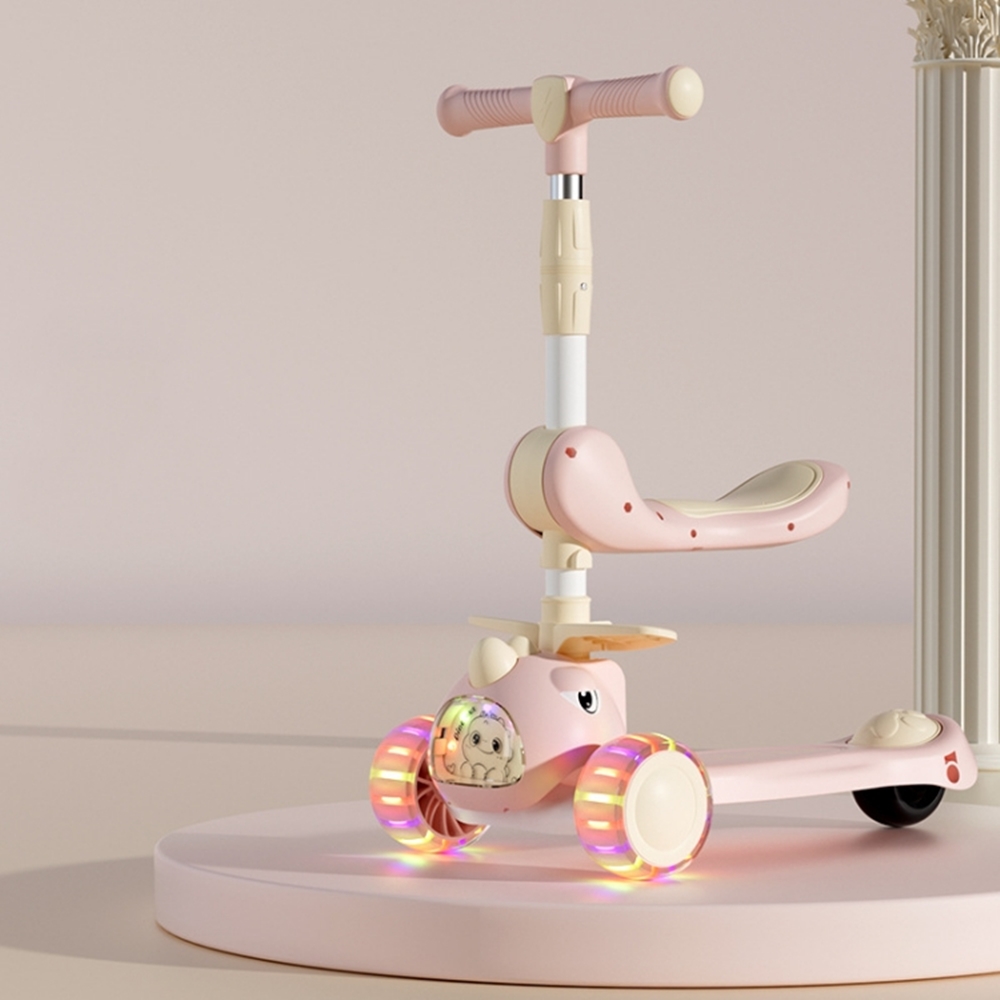 Scooter Dino Müzik Ve Işıklı Pembe