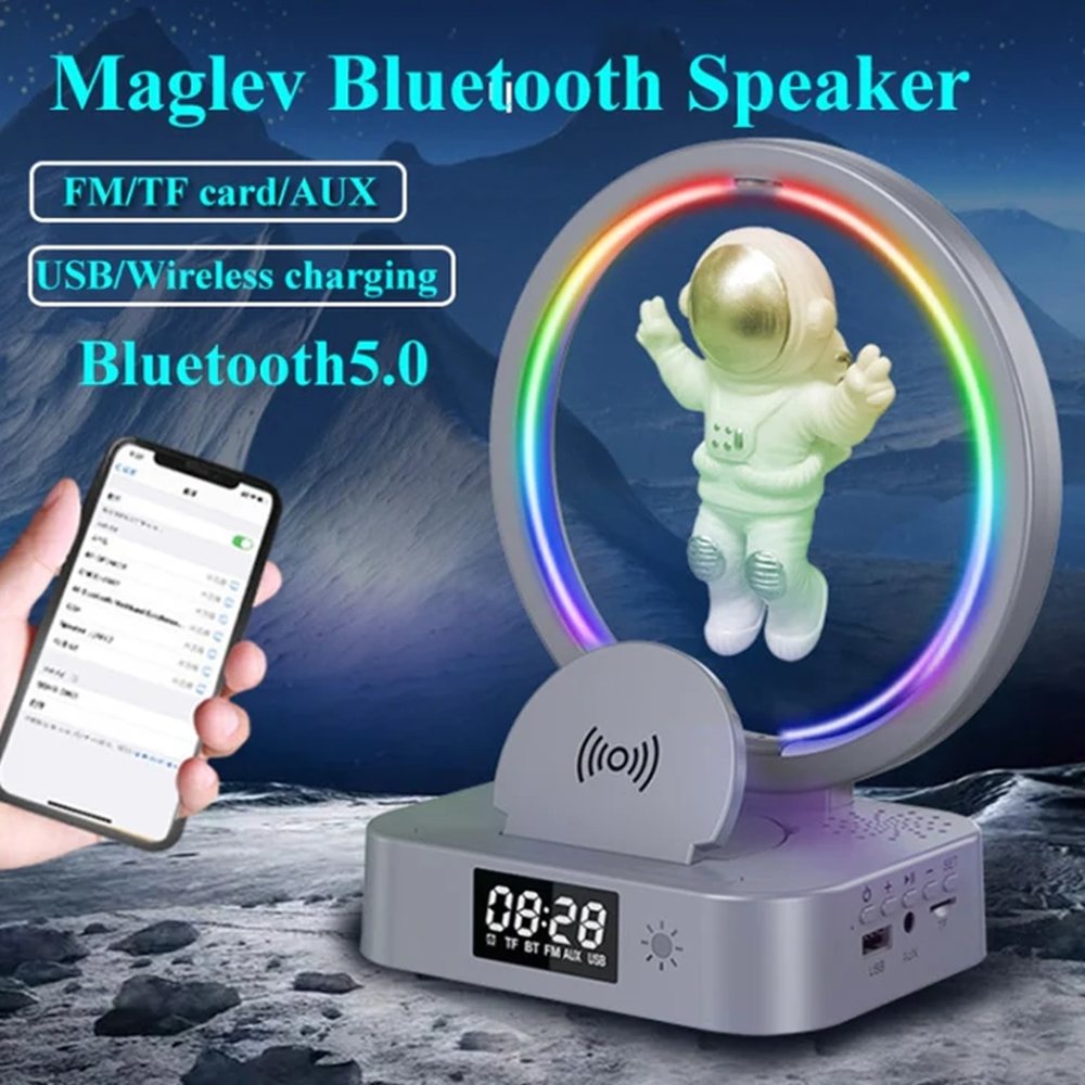 Manyetik Astronot TWS Bluetooth Hoparlör RGB Işık Kablosuz Şarj