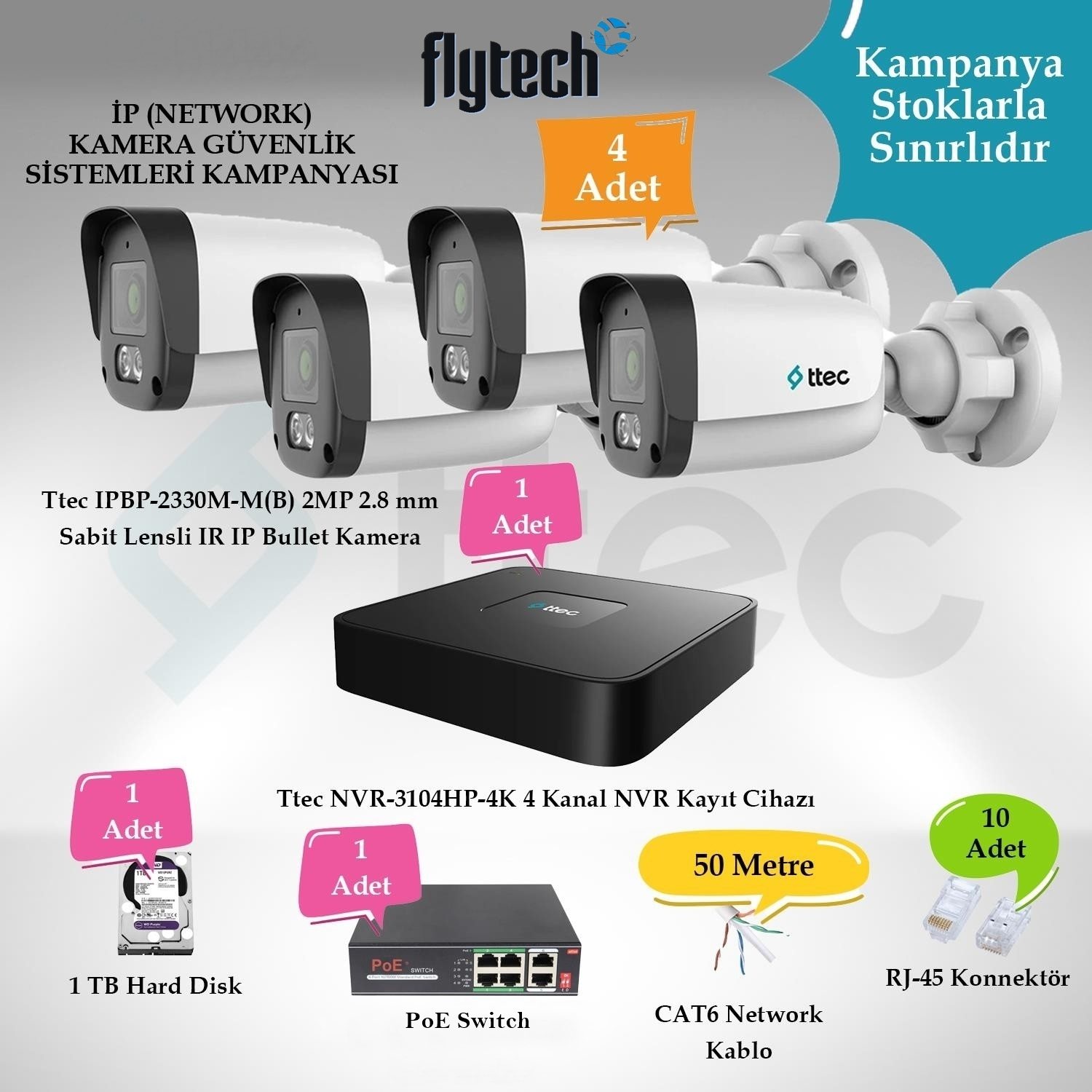 Kamera Set 4lü 2MP