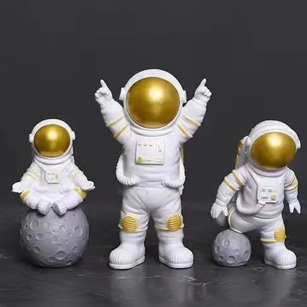 Astronot Figürinler Heykelleri Oyuncak Ev Dekor Gold
