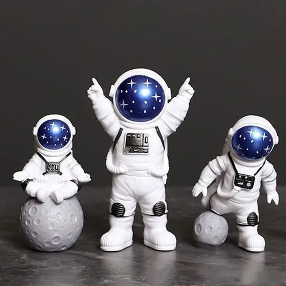 Astronot Figürinler Heykelleri Oyuncak Ev Dekor Mavi