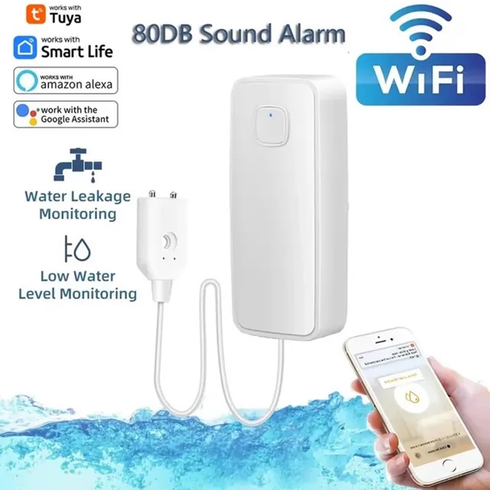 Wifi Akıllı Su Sel Kaçak Su Taşma Seviyesi Dedektörü Ses Alarm Sistemi Uzaktan Kontrol Monitörü