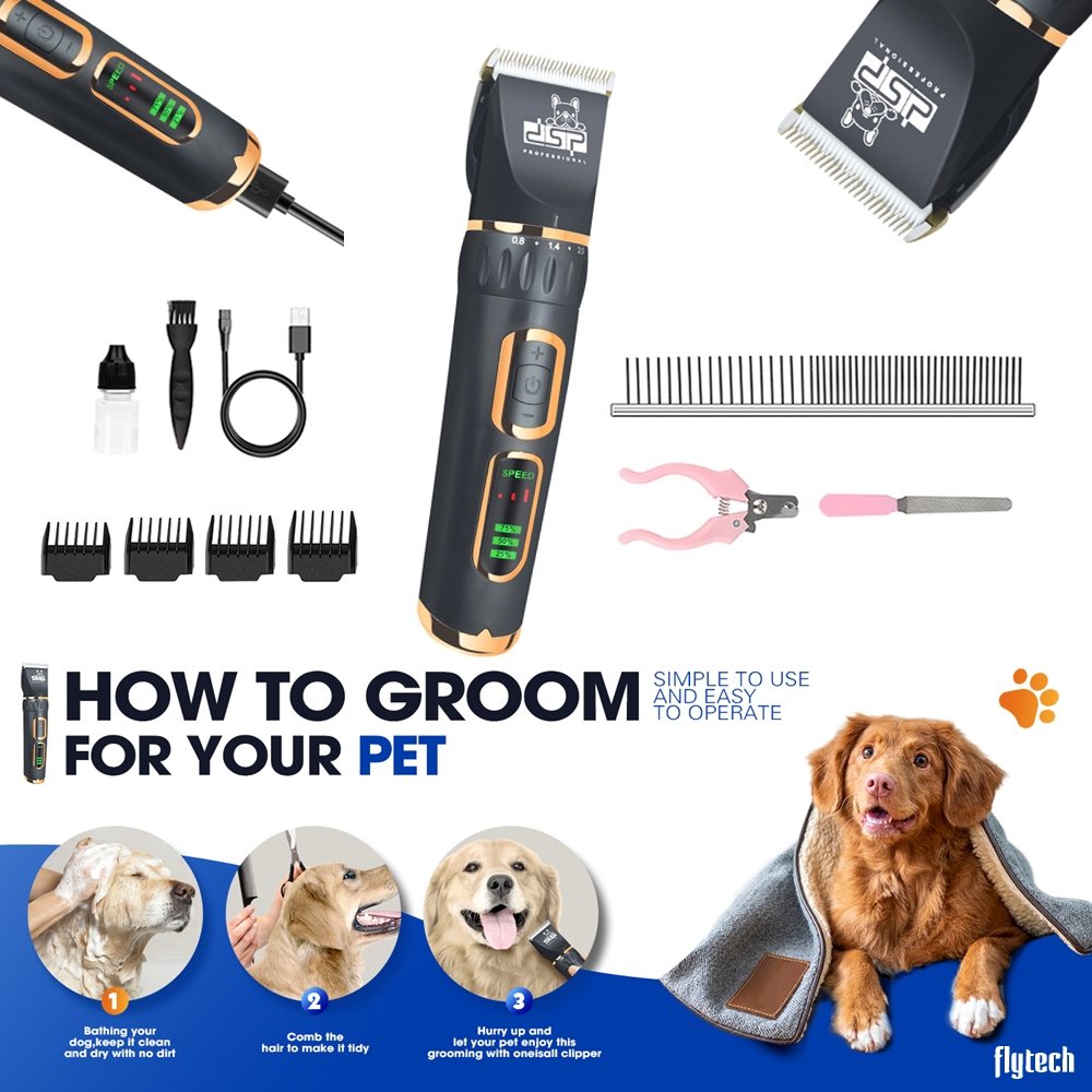 Professional Animal Clipper Low Noise Pet Grooming Tools Cordless Rechargeable Animal Electric Hair Clipper