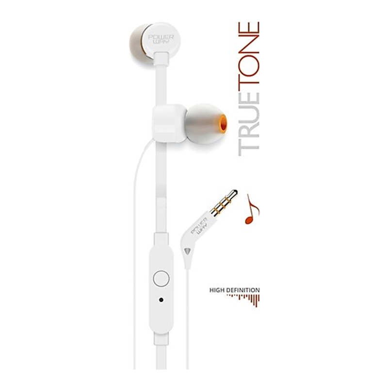 Powerway Truetone Beyaz Mikrofonlu Kulak İçi Kulaklık 3,5mm Jack