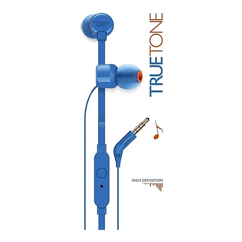 Powerway Truetone Mavi Mikrofonlu Kulak İçi Kulaklık 3,5mm Jack