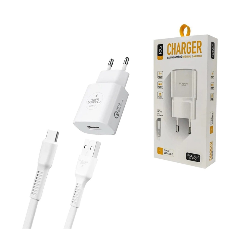 Powerway RX5 Type-C 2600 Amper Şarj Seti