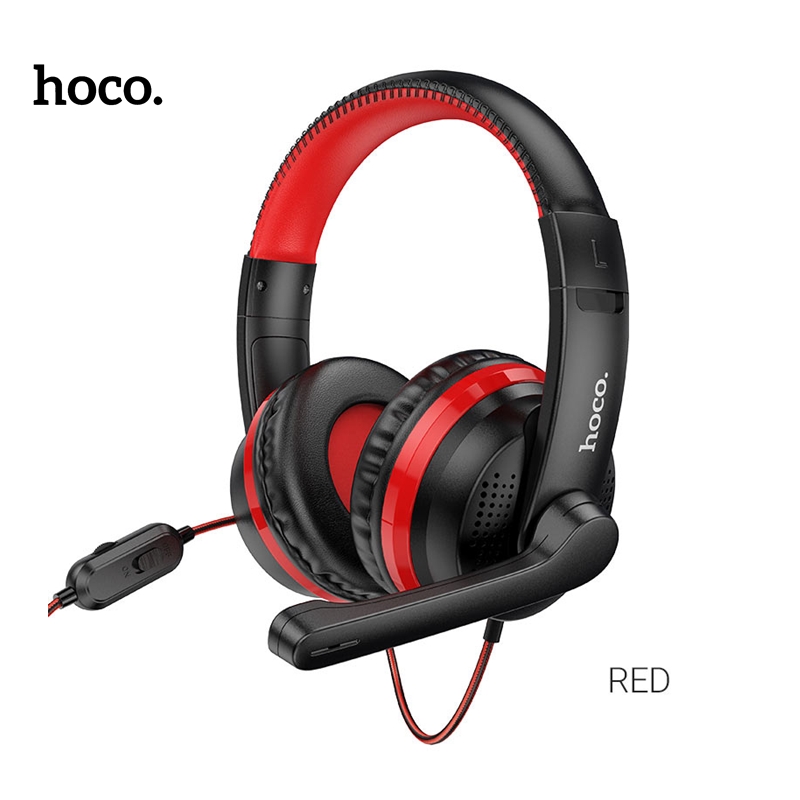 Hoco W103 Magic Tour Kablolu Mikrofonlu Oyuncu Kulaklığı Kırmızı