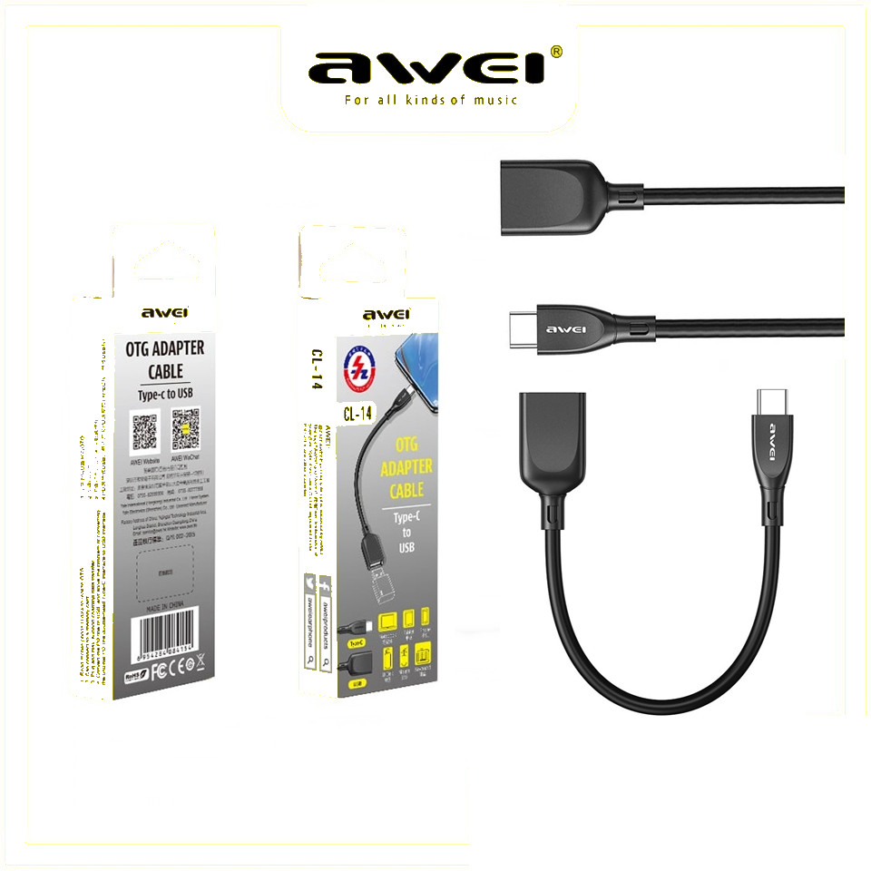 Awei CL-14 Type-C Cable Male to Female OTG