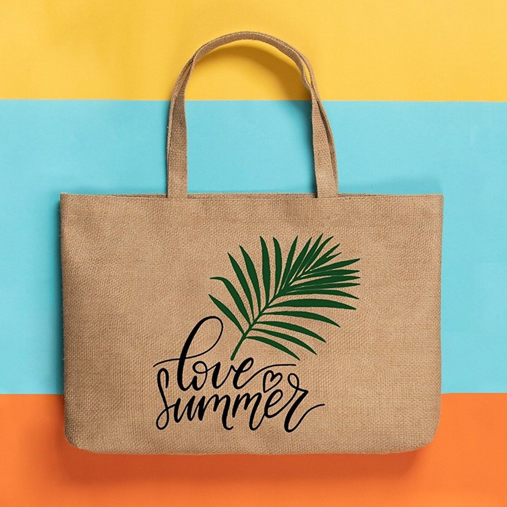 Ocean Home Love Summer Baskılı Jüt Çanta