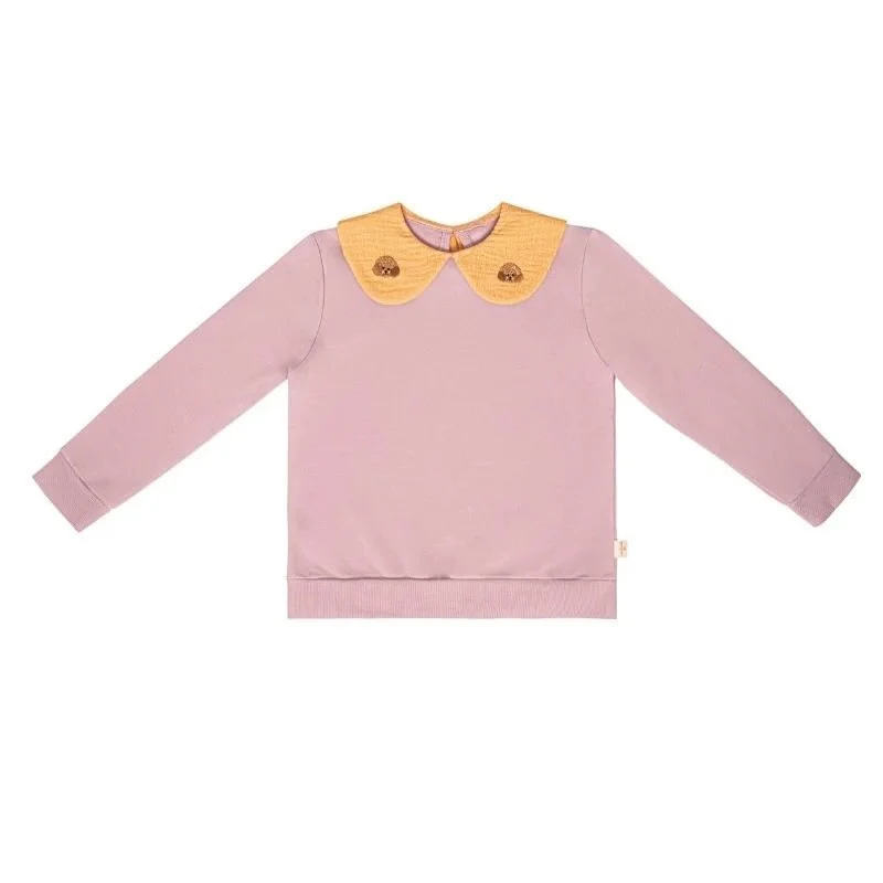 Müslin Yaka Detaylı Sweatshirt -Lila