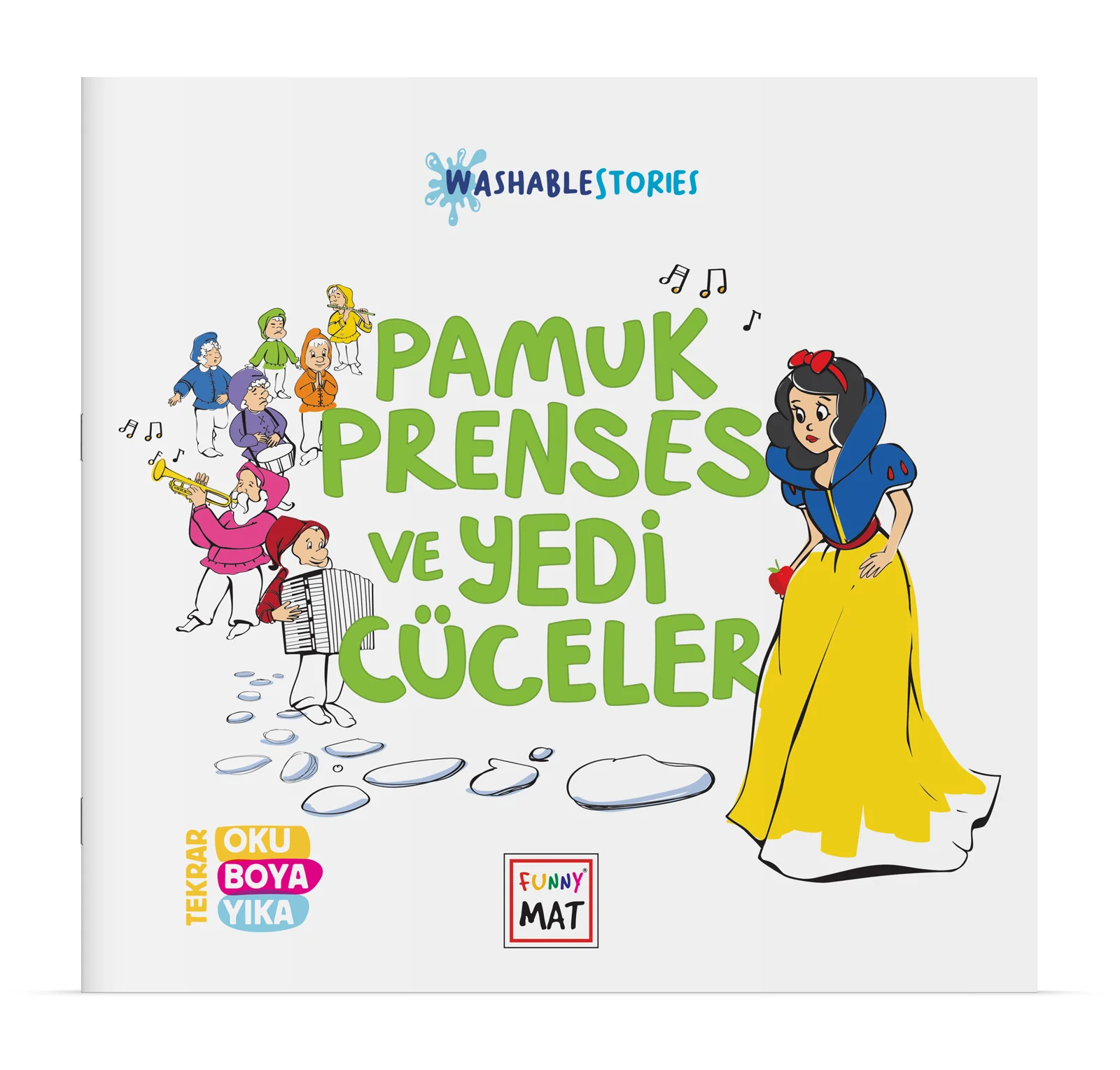 Akademi Çocuk Funny Mat Pamuk Prenses ve Yedi Cüceler Yıkanabilir Boyama Hikâye Matı