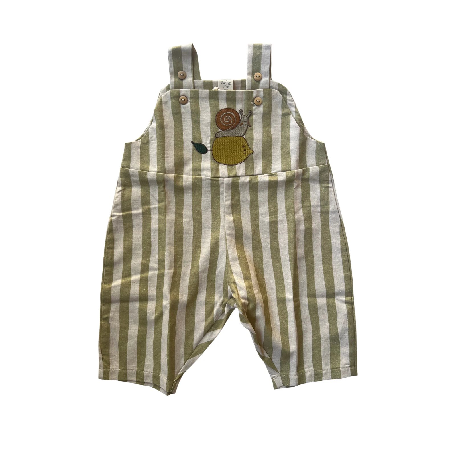 Auntie Me Snail & Lemon Stripes Salopette 70% cotton %30 linen