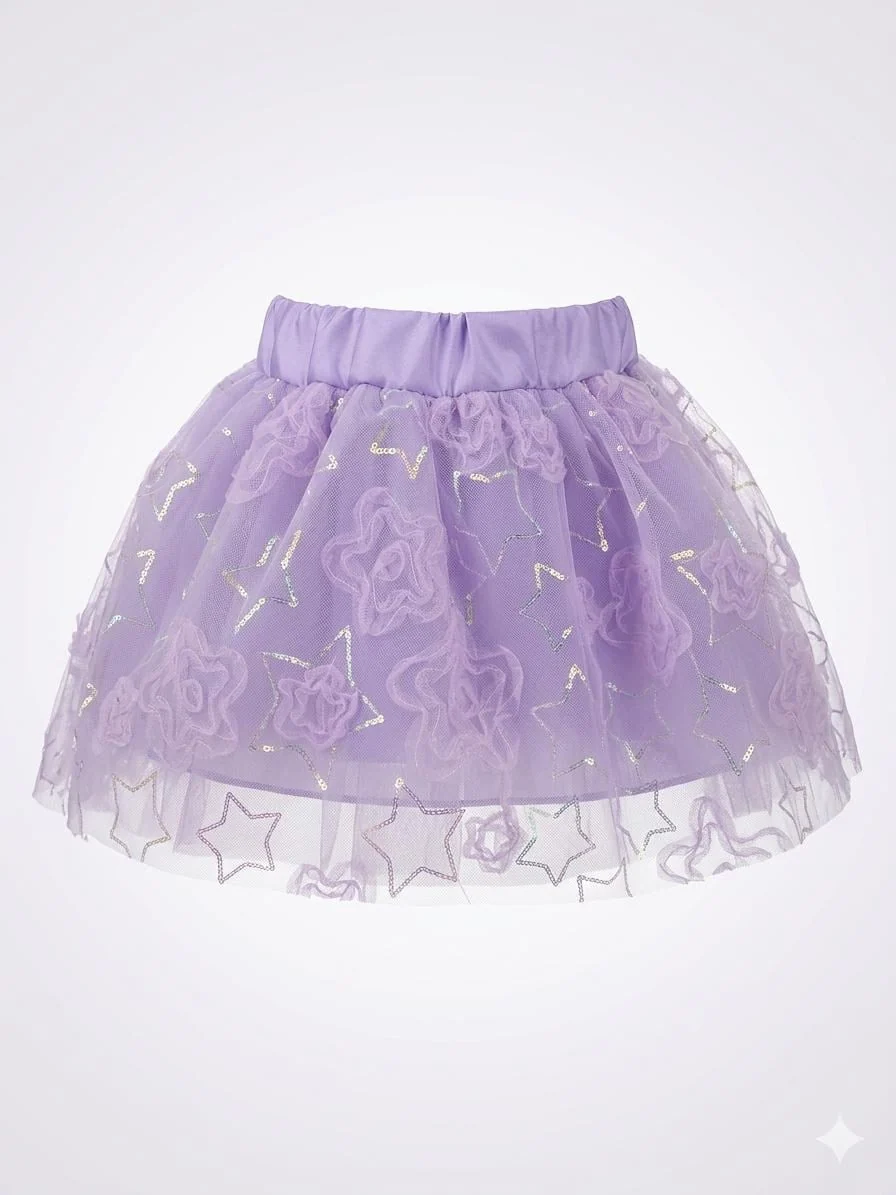 Chica Magica Dreamy Yıldız İşlemeli Mor Tütü Kız Çocuk Etek