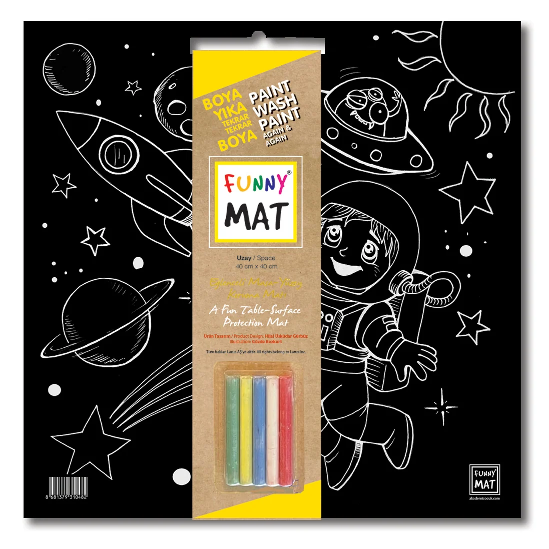 Funny Mat Black (Tebeşirli ) Uzay 40*40CM