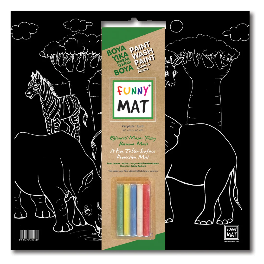 Funny Mat Black (Tebeşirli ) Yeryüzü 40*40CM