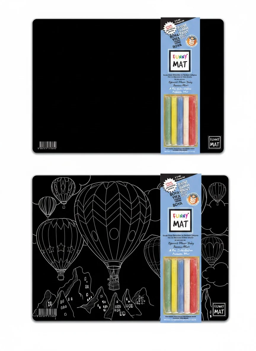 Funny Mat 2li Set Sıcak Hava Balonu & Serbest Çalışma 25X35CM 5'Lİ Tebeşirli Siyah Seri
