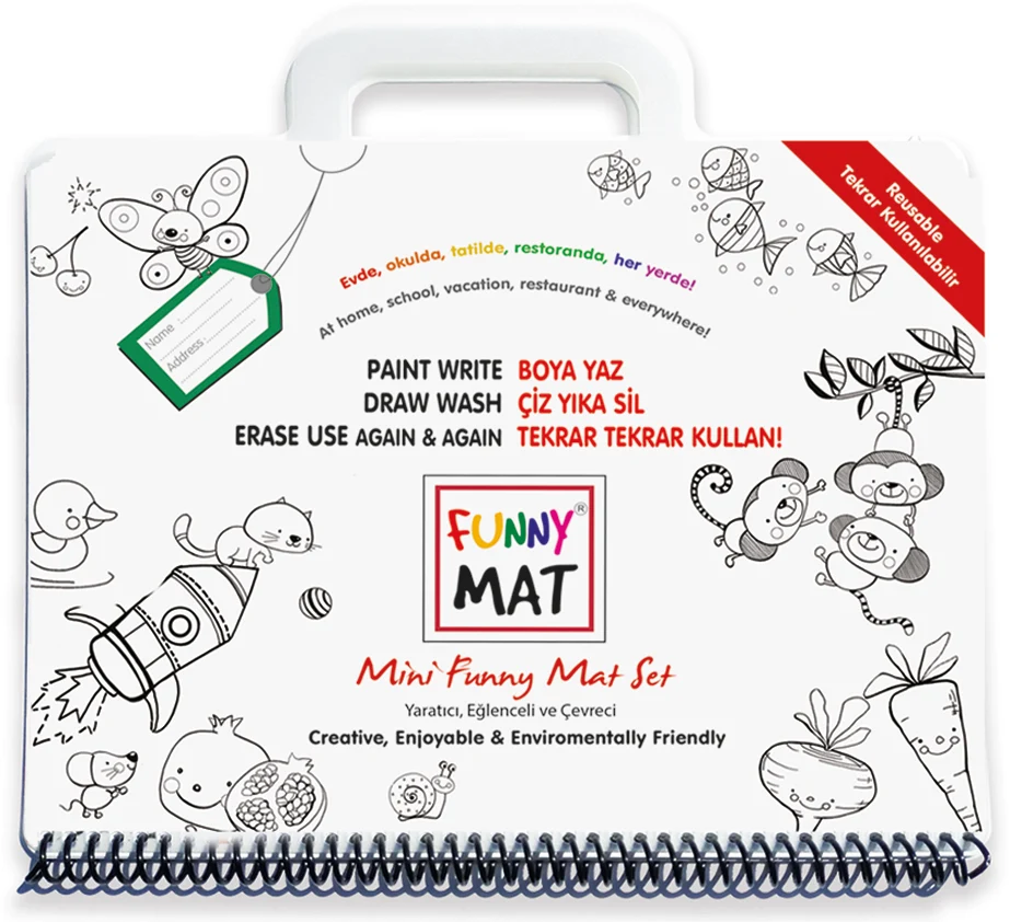 Akademi Çocuk Funny Mat Mini Set Silinebilir Yazı ve Boyama Matı