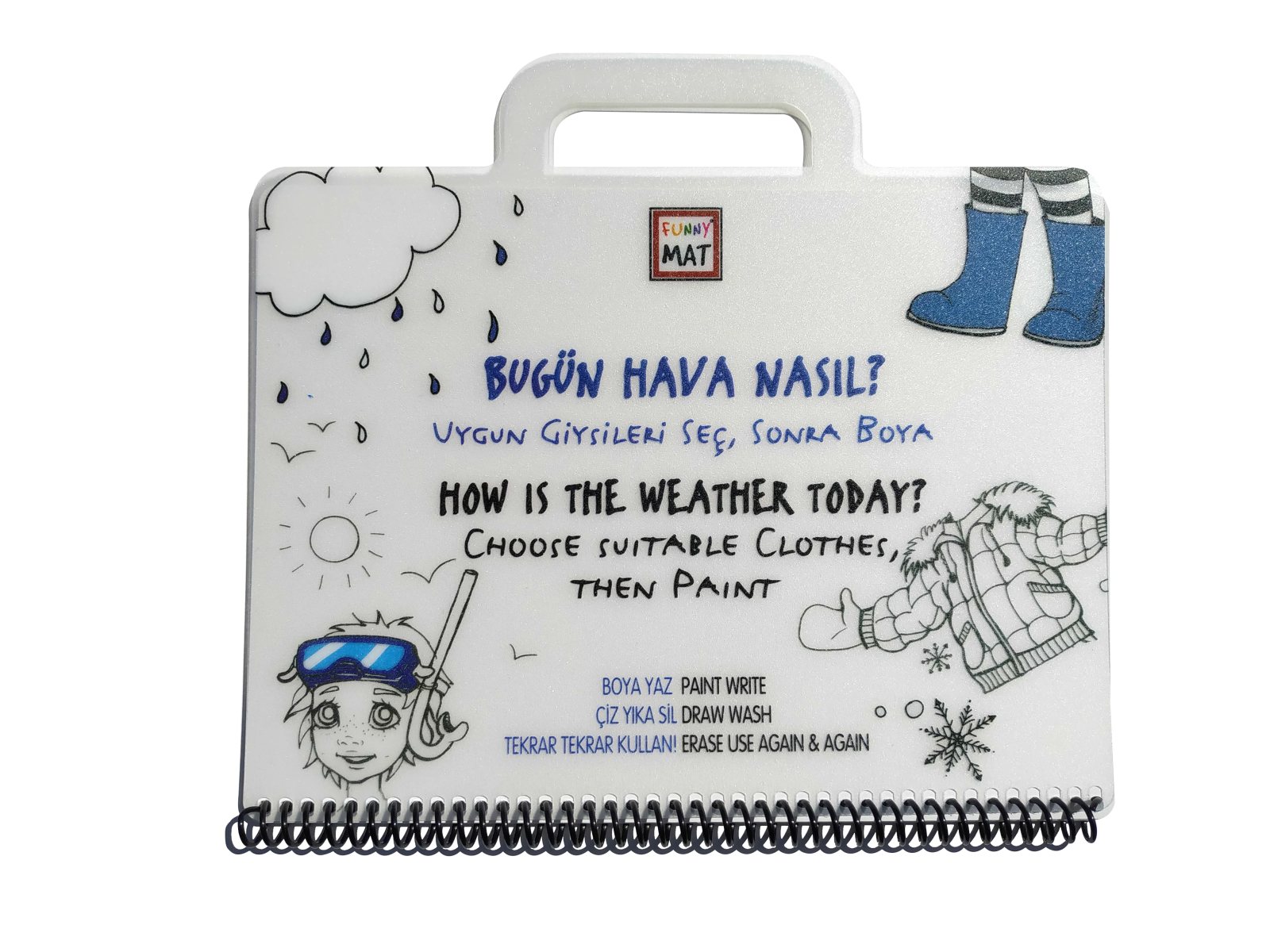 Akademi Çocuk Funny Mat Mini Set Bugün Hava Nasıl Silinebilir Etkinlik Kitabı