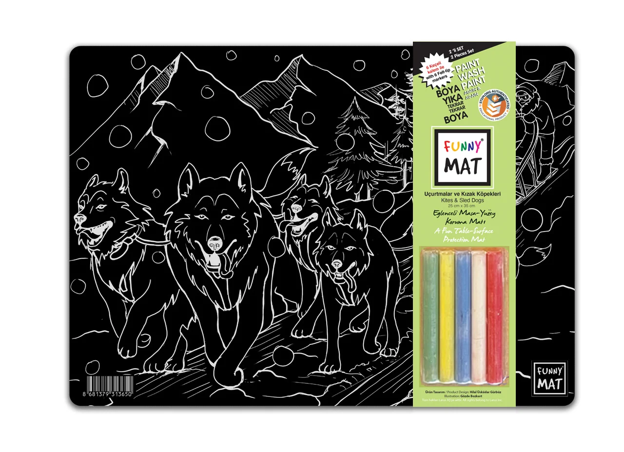 Funny Mat Black (Tebeşirli ) Kizak Köpekleri 25X35CM