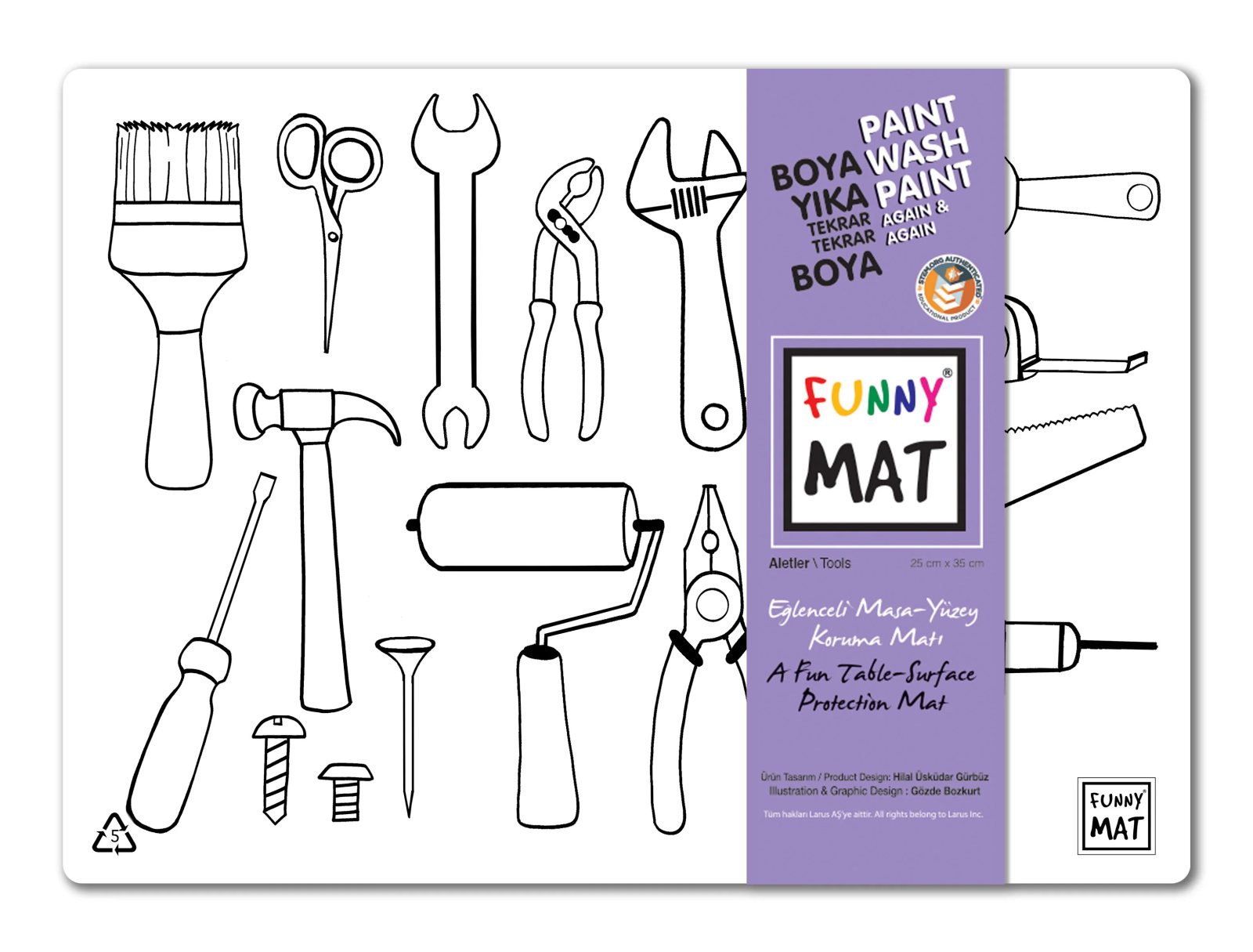 Akademi Çocuk Funny Mat Aletler Boyanabilir Aktivite Matı 25x35 cm