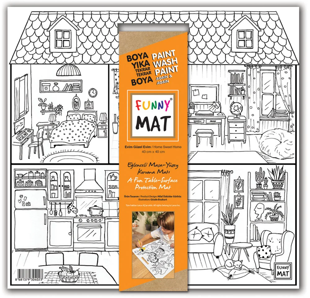 Akademi Çocuk Funny Mat White 40x40 cm Evim Güzel Evim Boyanabilir Aktivite Matı