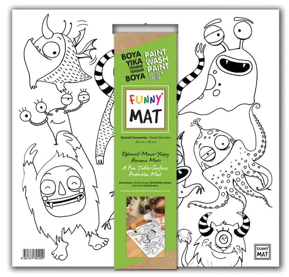 Funny Mat White 40X40CM Sevimli Canavarlar