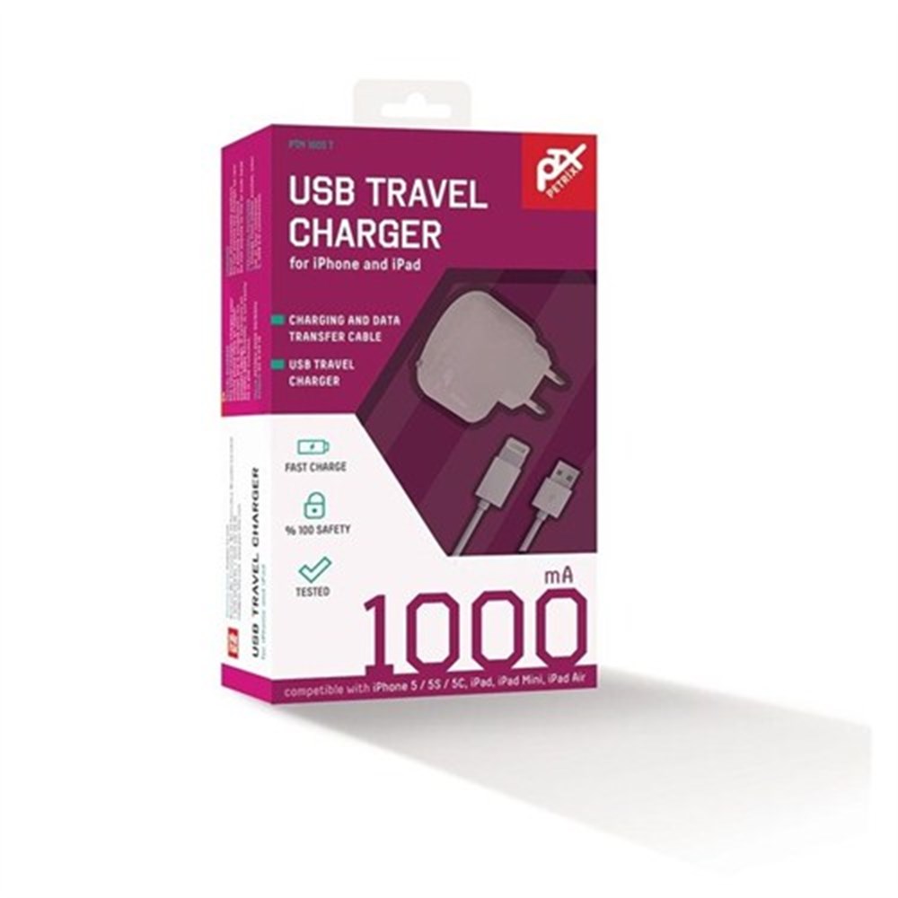 Petrix PT M1005T IPHONE5 Seyahat Şarjı+data Kablos