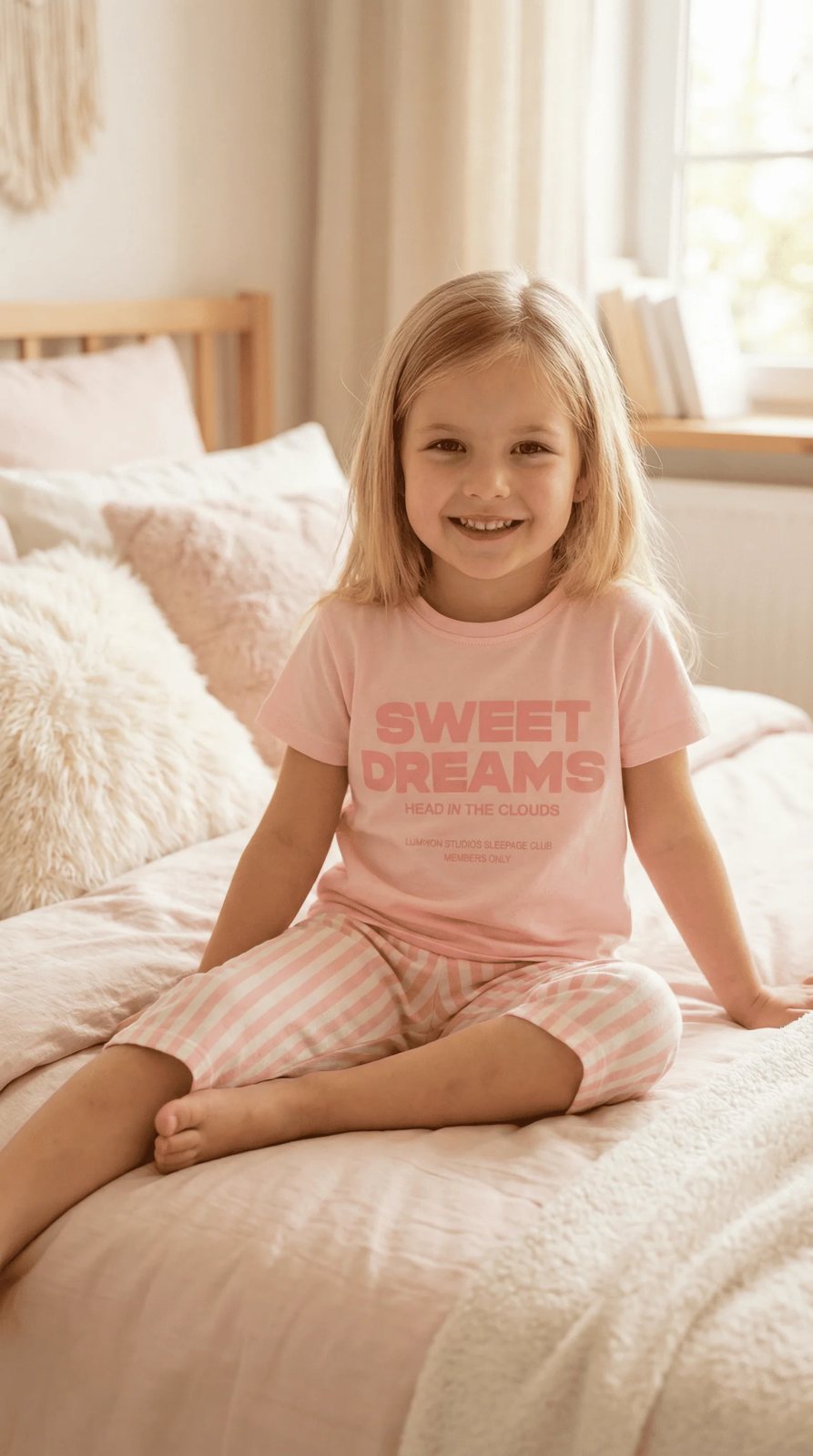 Vitmo Pembe %100 Pamuk Kapri Pijama Takımı Sweet Dreams