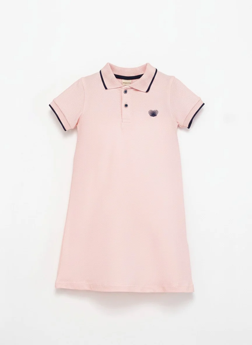 Lacost Lacivert Detaylı Pudra Elbise 4226-3