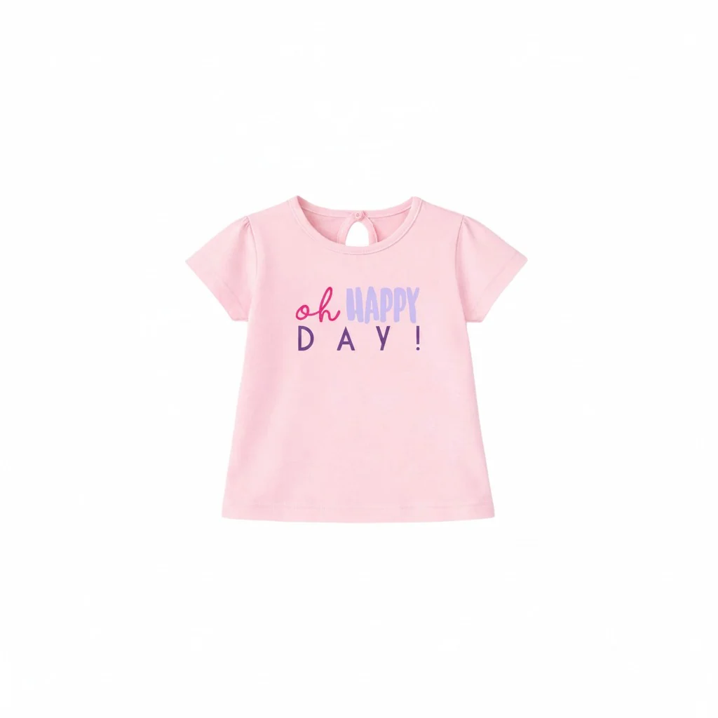 Happy Day Baskılı Tişört Pudra
