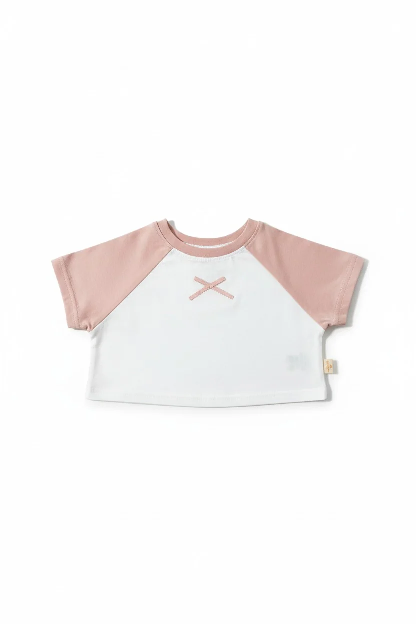 Kurdela Detaylı Kontrast Oversize Crop Tişört