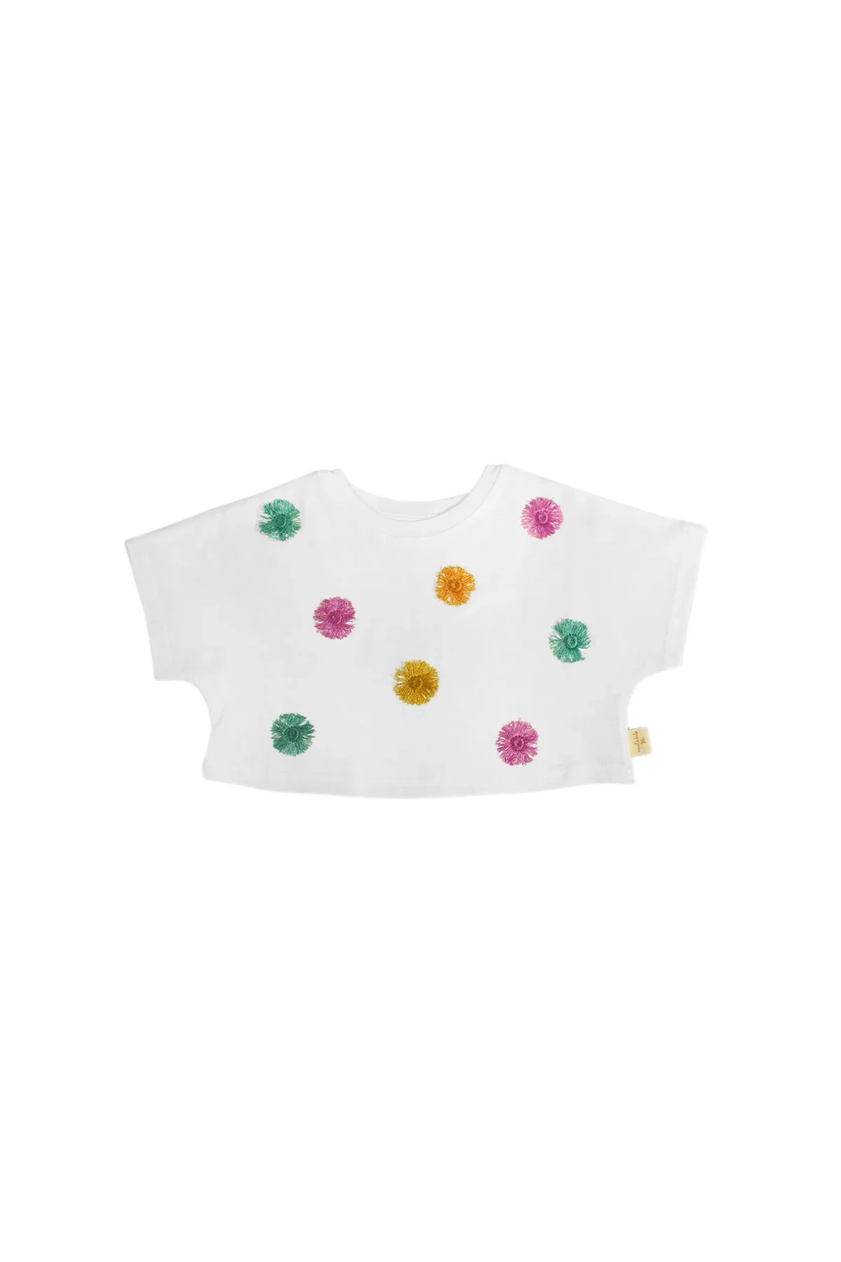 Püsküllü Crop T shirt Beyaz