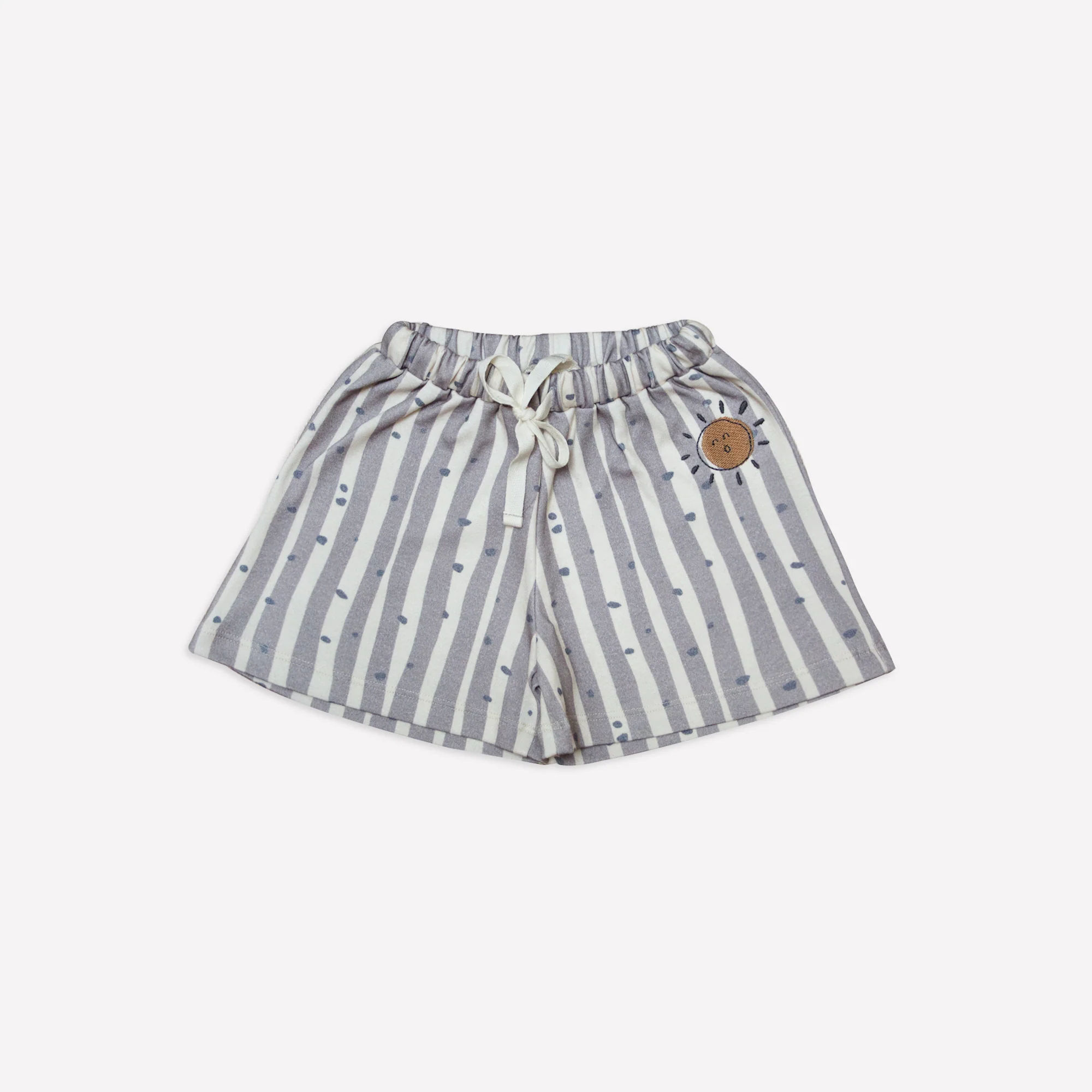 Organik İrregular Stripes Dots Geniş Paça Şort