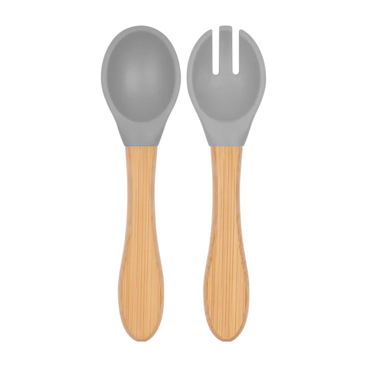 OiOi Mama Kaşığı + Çatal Powder Grey