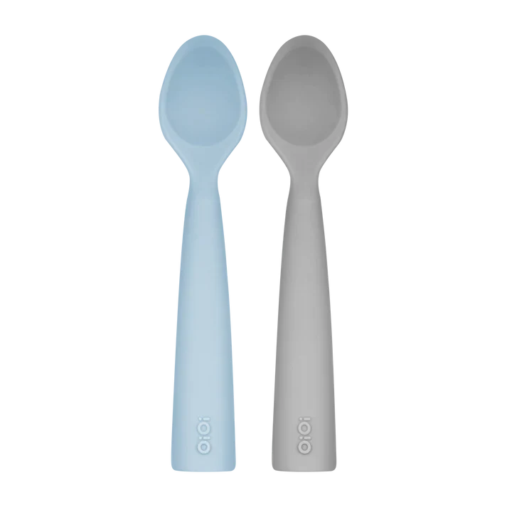 OiOi Nam Nam 2'li Silikon Bebek Kaşığı Seti Mineral Blue Powder Grey
