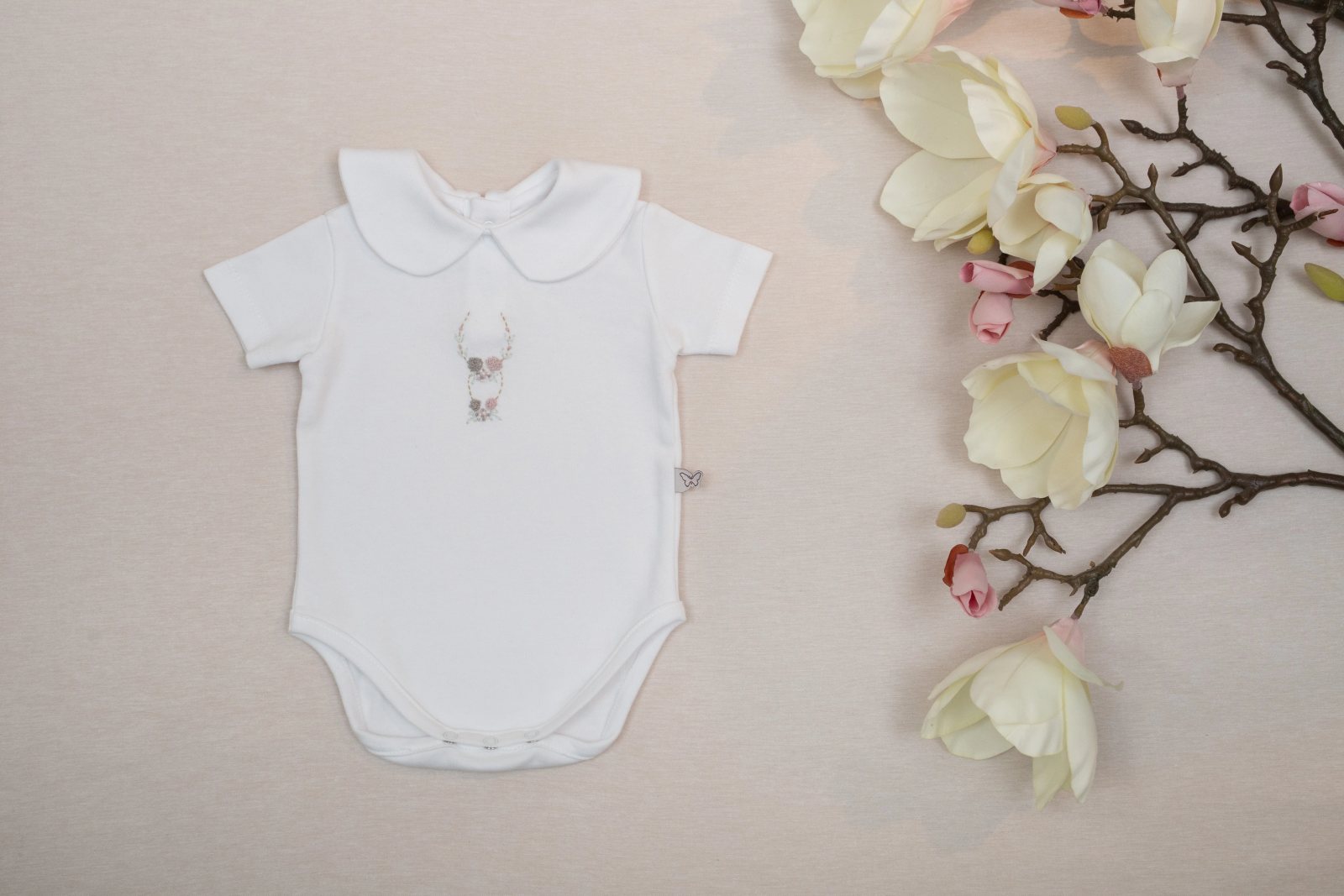 Magnolia Nakışlı Kız Body Uzun Kol