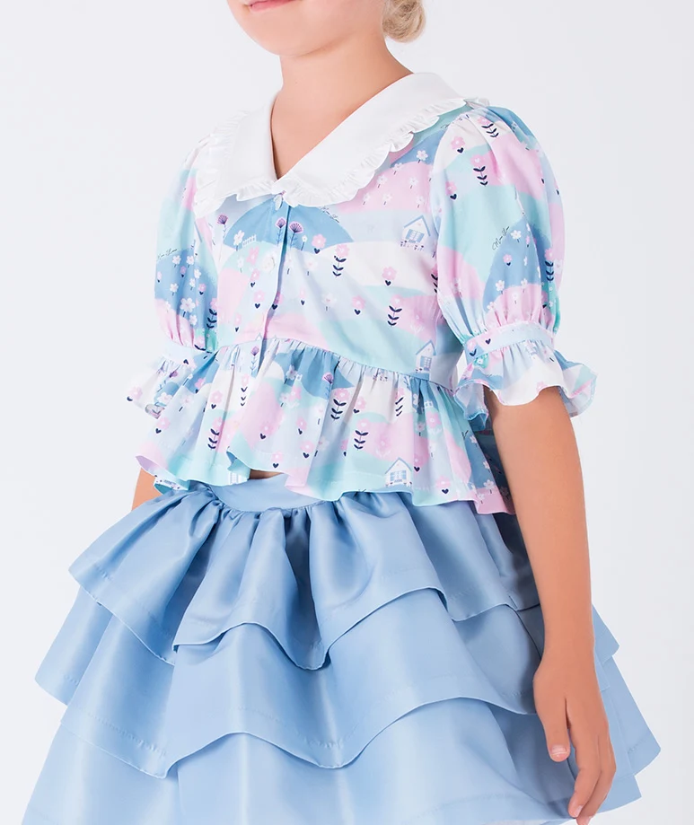 Pastel Grasse White/lavander Blouse